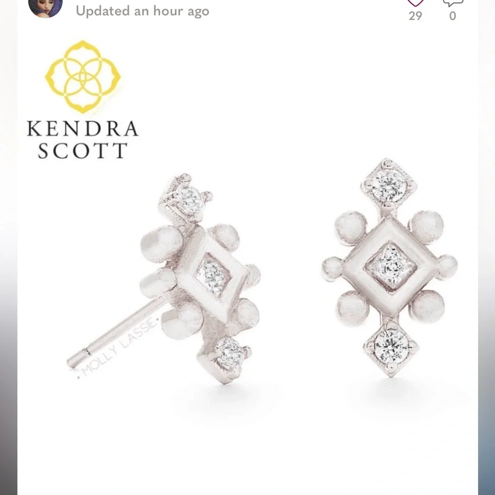 Kendra Scott Tilda Stud Silver Earrings - Picture 2 of 5